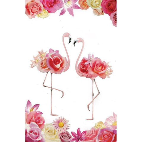 Couple of Flamingos White Modern Wood Framed Art Print by P.S. Art