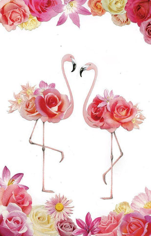 Couple of Flamingos Black Ornate Wood Framed Art Print with Double Matting by P.S. Art