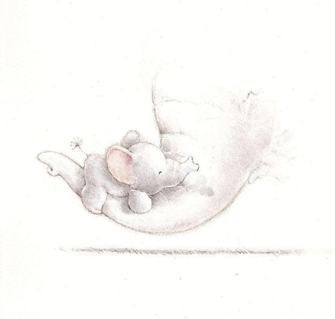 Baby Elephant Black Ornate Wood Framed Art Print with Double Matting by P.S. Art