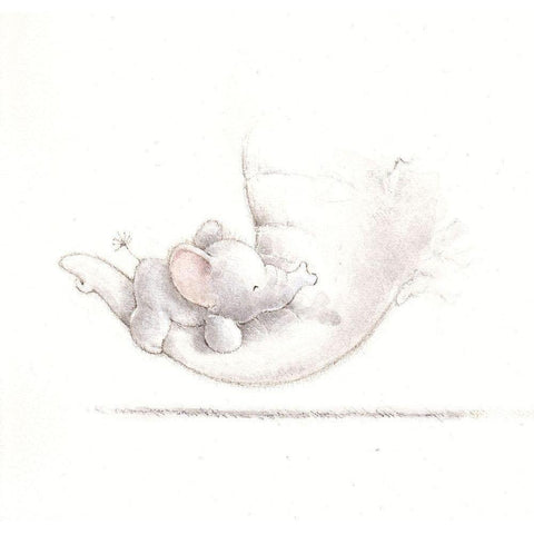 Baby Elephant Black Modern Wood Framed Art Print by P.S. Art