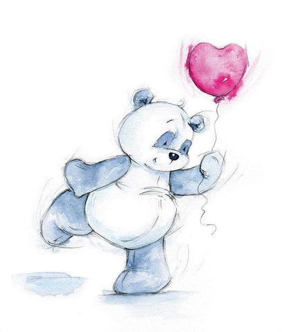 Baby Panda Black Ornate Wood Framed Art Print with Double Matting by P.S. Art