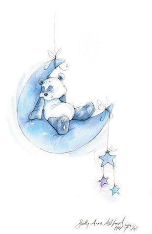 Baby Panda II White Modern Wood Framed Art Print with Double Matting by P.S. Art