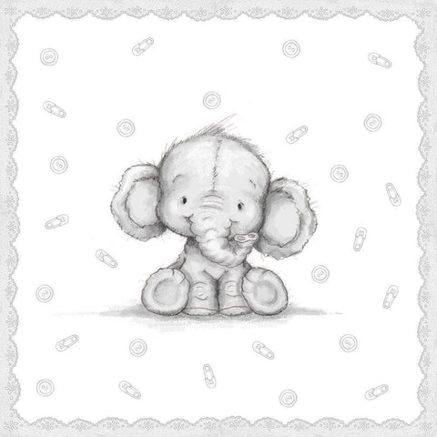 Baby Elephant IV Black Modern Wood Framed Art Print by P.S. Art