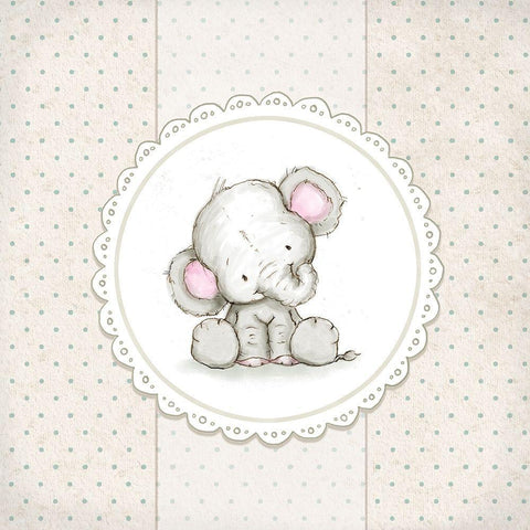 Baby Elephant V White Modern Wood Framed Art Print with Double Matting by P.S. Art