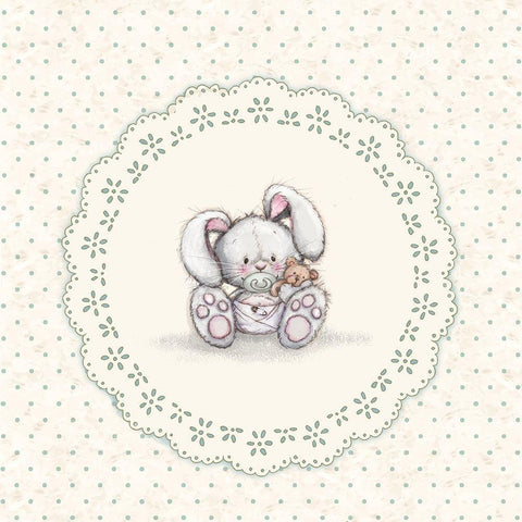 Baby Bunny White Modern Wood Framed Art Print with Double Matting by P.S. Art