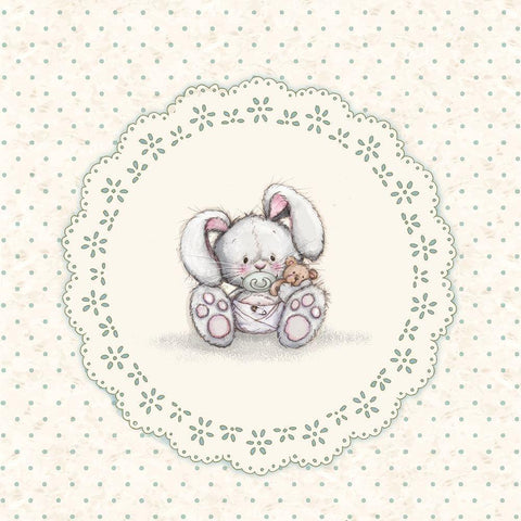 Baby Bunny Black Modern Wood Framed Art Print by P.S. Art