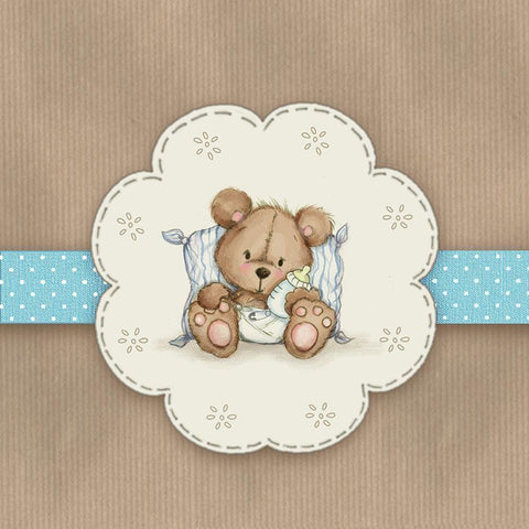Baby Bear Gold Ornate Wood Framed Art Print with Double Matting by P.S. Art