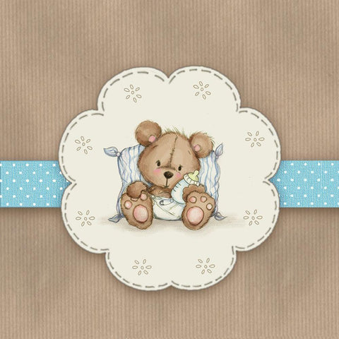 Baby Bear Black Ornate Wood Framed Art Print with Double Matting by P.S. Art