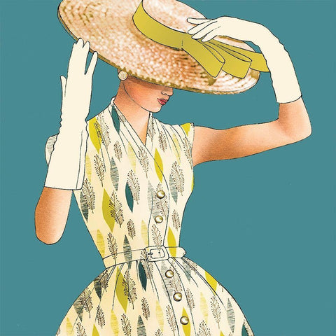 Fancy Hat White Modern Wood Framed Art Print with Double Matting by P.S. Art