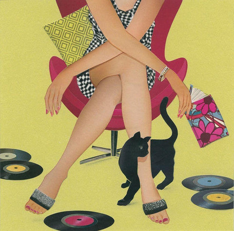 Cats Meow White Modern Wood Framed Art Print with Double Matting by P.S. Art