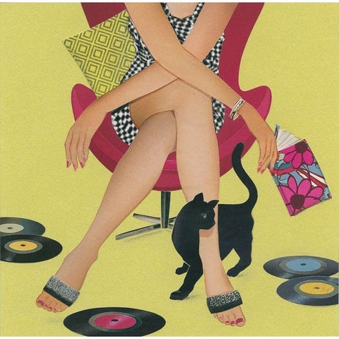 Cats Meow Black Modern Wood Framed Art Print with Double Matting by P.S. Art