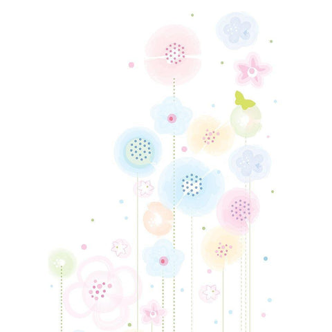 Pastel Flowers Black Modern Wood Framed Art Print with Double Matting by P.S. Art