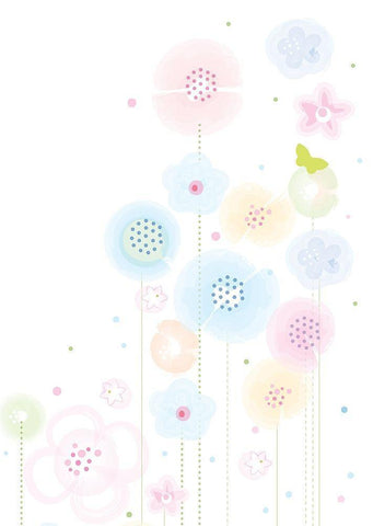 Pastel Flowers White Modern Wood Framed Art Print with Double Matting by P.S. Art