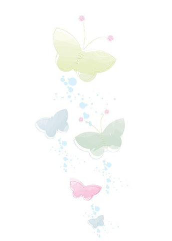 Pastel Butterflies Black Ornate Wood Framed Art Print with Double Matting by P.S. Art