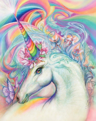 Unicorn White Modern Wood Framed Art Print with Double Matting by P.S. Art