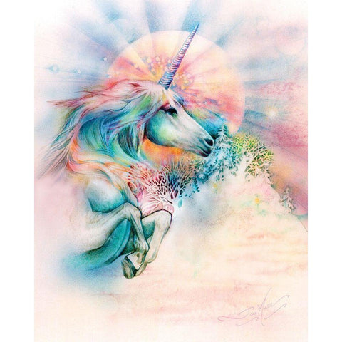 Unicorn Bright White Modern Wood Framed Art Print by P.S. Art