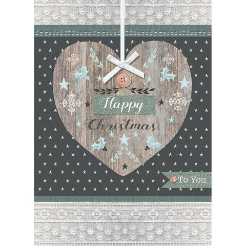 Happy Christmas Black Modern Wood Framed Art Print with Double Matting by P.S. Art