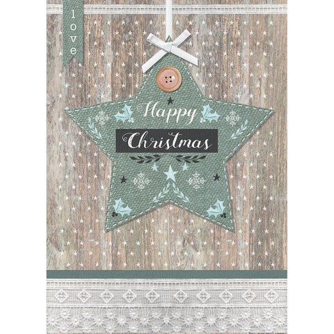 Happy Christmas Gold Ornate Wood Framed Art Print with Double Matting by P.S. Art