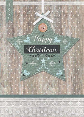 Happy Christmas White Modern Wood Framed Art Print with Double Matting by P.S. Art