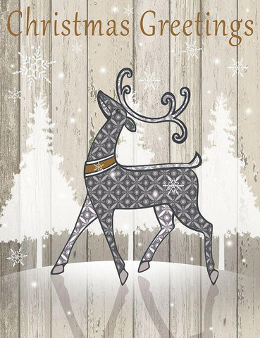 Christmas Greetings Black Ornate Wood Framed Art Print with Double Matting by P.S. Art