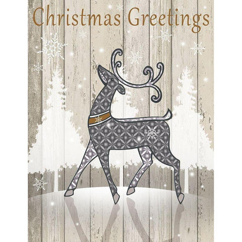 Christmas Greetings Black Modern Wood Framed Art Print by P.S. Art