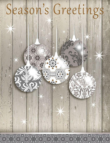 Seasons Greetings White Modern Wood Framed Art Print with Double Matting by P.S. Art