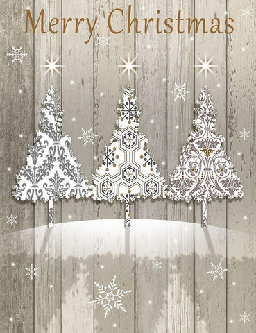 Merry Christmas White Modern Wood Framed Art Print with Double Matting by P.S. Art
