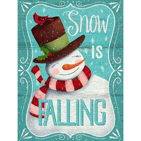 Snow is Falling White Modern Wood Framed Art Print by P.S. Art