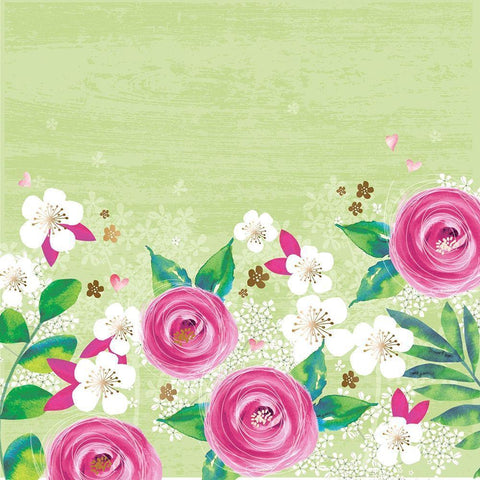 Pink Floral White Modern Wood Framed Art Print by P.S. Art