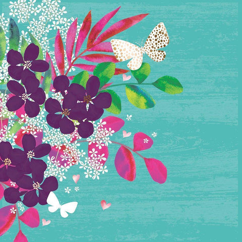 Floral Frenzy Black Modern Wood Framed Art Print with Double Matting by P.S. Art