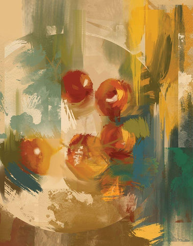 Fruit Abstract I White Modern Wood Framed Art Print with Double Matting by P.S. Art