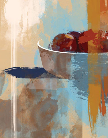 Fruit Abstract III White Modern Wood Framed Art Print with Double Matting by P.S. Art