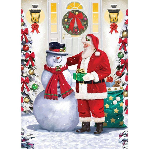 Santa and Friend White Modern Wood Framed Art Print by P.S. Art