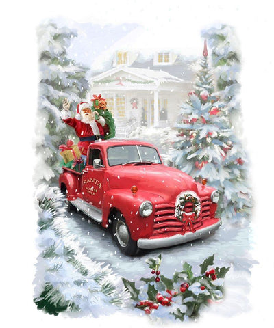Santas Ride Black Ornate Wood Framed Art Print with Double Matting by P.S. Art