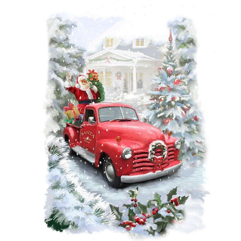 Santas Ride Gold Ornate Wood Framed Art Print with Double Matting by P.S. Art