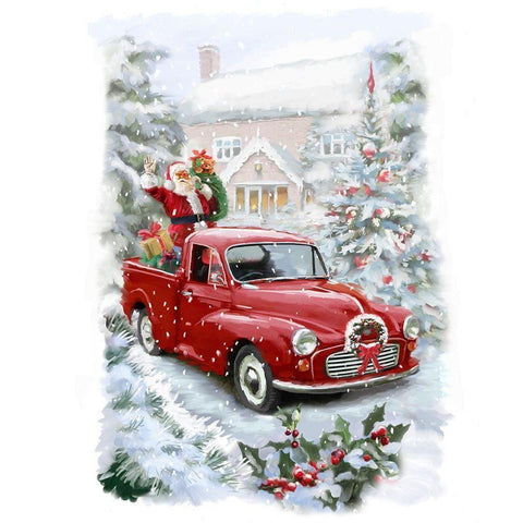 Santas Ride II Black Modern Wood Framed Art Print with Double Matting by P.S. Art