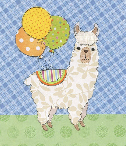 Llama Fun White Modern Wood Framed Art Print with Double Matting by P.S. Art