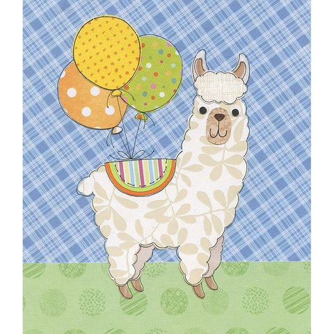 Llama Fun Gold Ornate Wood Framed Art Print with Double Matting by P.S. Art