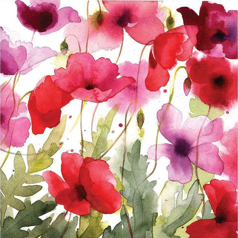 Poppy I White Modern Wood Framed Art Print by P.S. Art