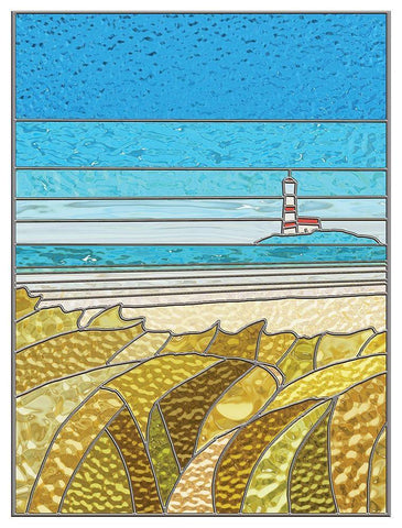 Lighthouse Black Ornate Wood Framed Art Print with Double Matting by P.S. Art