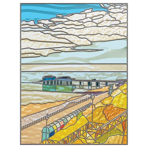 Beach Front Black Modern Wood Framed Art Print by P.S. Art