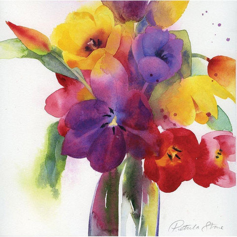 Flowers I White Modern Wood Framed Art Print by P.S. Art