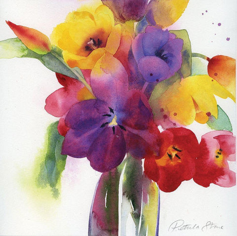 Flowers I White Modern Wood Framed Art Print with Double Matting by P.S. Art