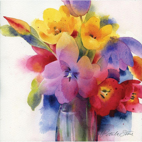 Flowers II White Modern Wood Framed Art Print by P.S. Art