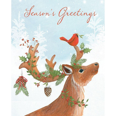 Seasons Greetings White Modern Wood Framed Art Print by P.S. Art