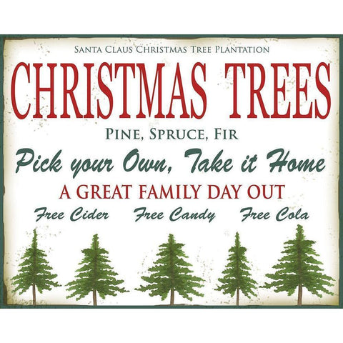 Christmas Trees Black Modern Wood Framed Art Print with Double Matting by P.S. Art