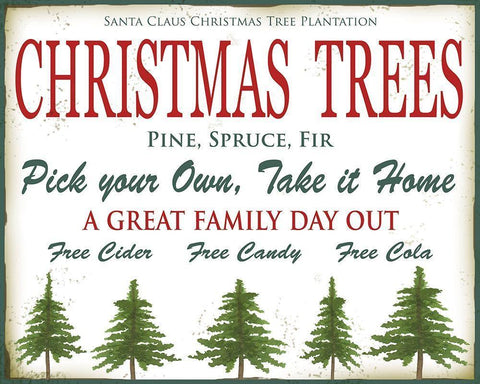 Christmas Trees Black Ornate Wood Framed Art Print with Double Matting by P.S. Art