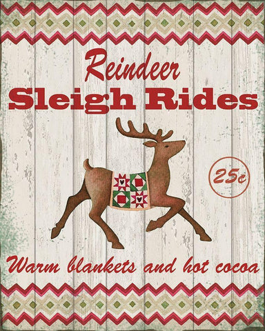 Reindeer Sleigh Rides Black Ornate Wood Framed Art Print with Double Matting by P.S. Art