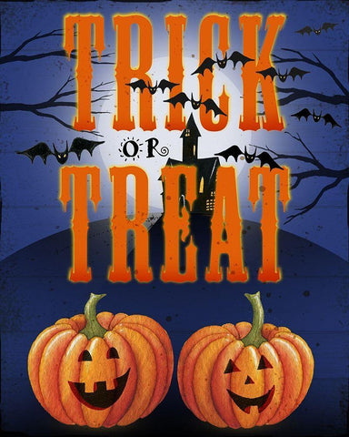 Trick or Treat Black Ornate Wood Framed Art Print with Double Matting by P.S. Art