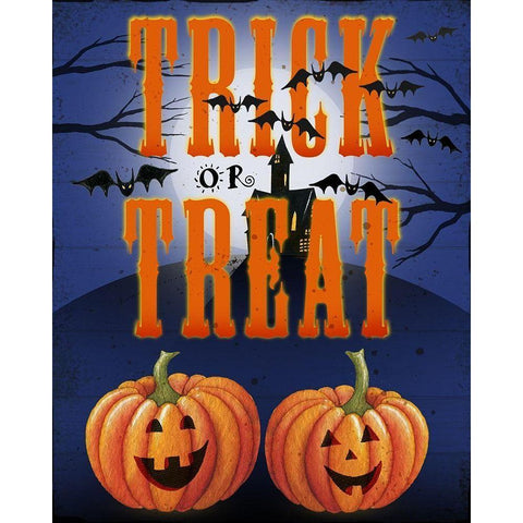 Trick or Treat White Modern Wood Framed Art Print by P.S. Art